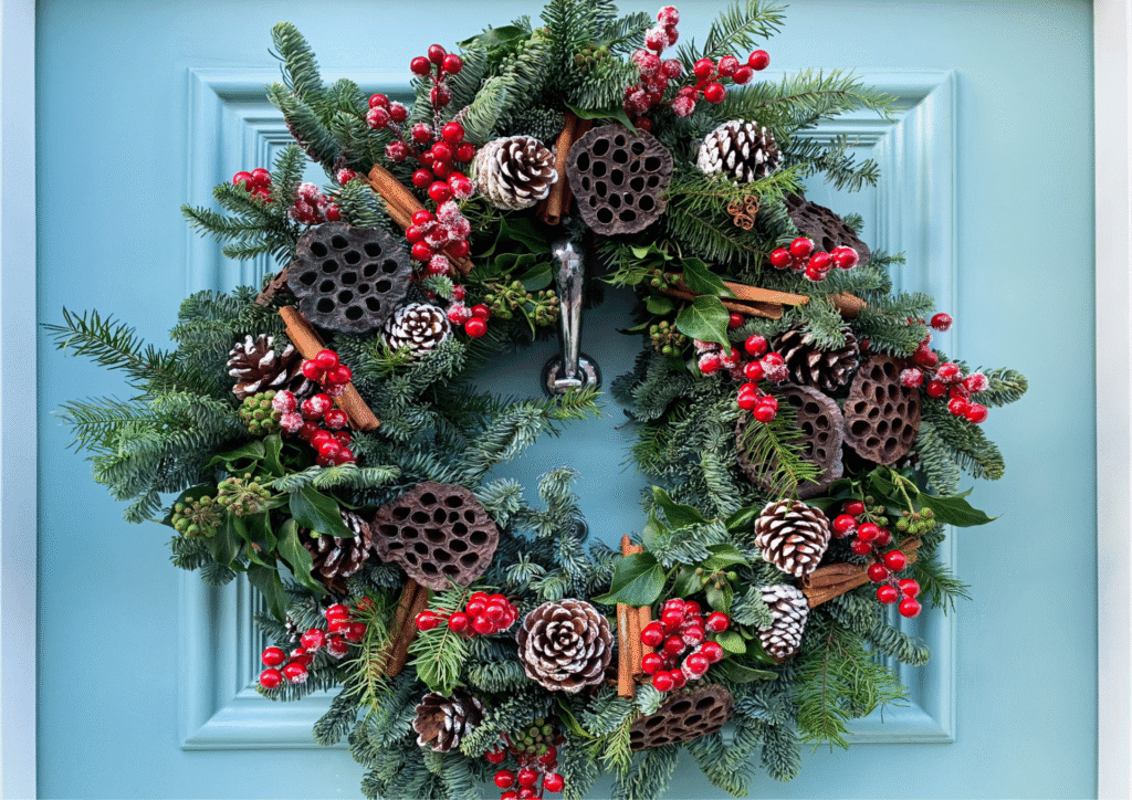 Luxury Christmas wreath making workshop at Badminton Estate