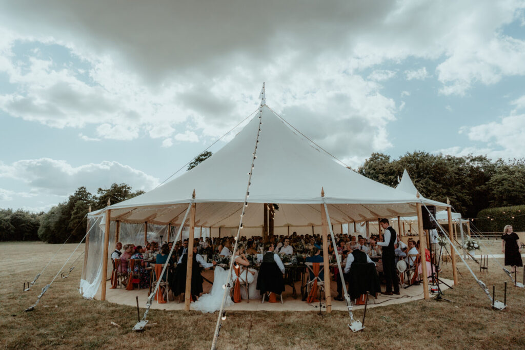 Outdoor countryside marquee wedding 