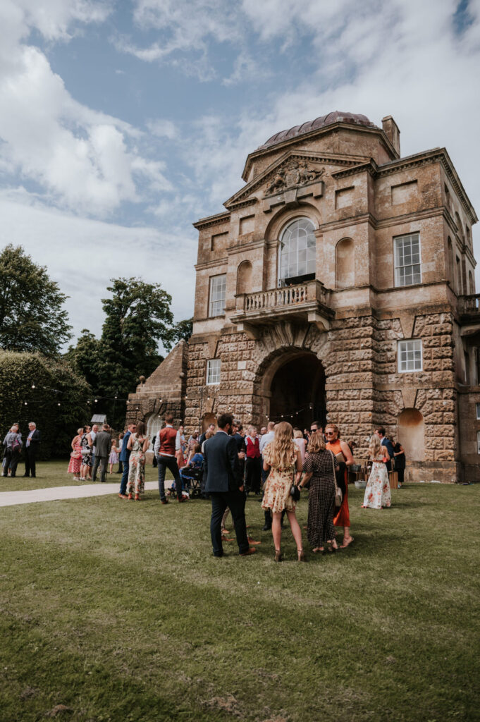 Wedding reception outside Worcester Lodge 